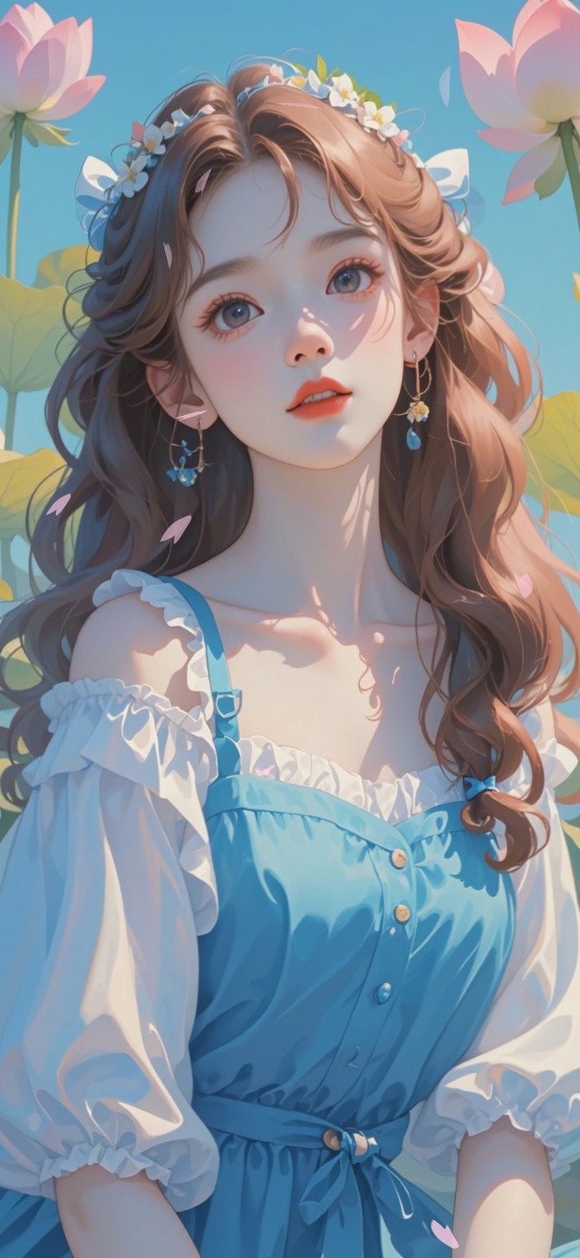 花漾壁纸|蓝裙少女