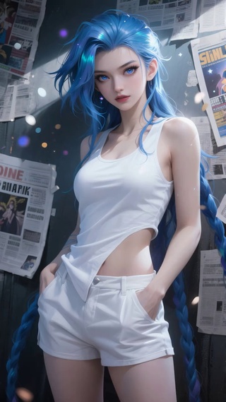 画报蓝发少女