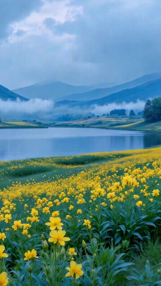 雾绕山湖黄花海