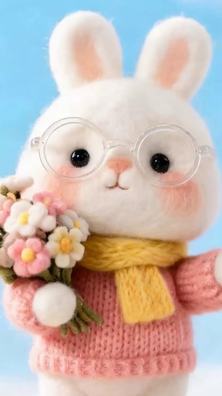 拿着鲜花兔子