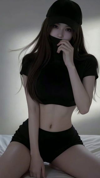 暗调卧室酷感黑衣美女