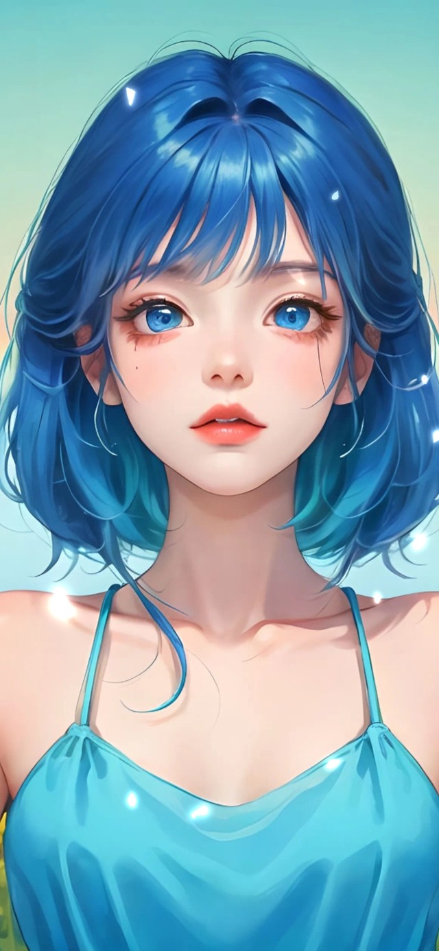 可爱蓝发清纯少女