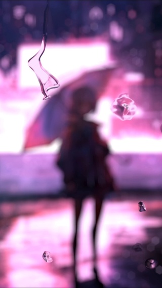 赛博朋克城市天台的少女