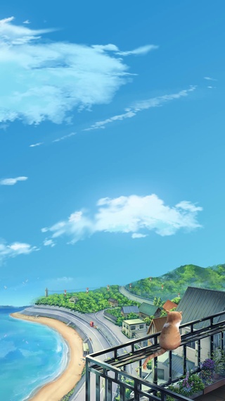 阳台猫咪海景2k