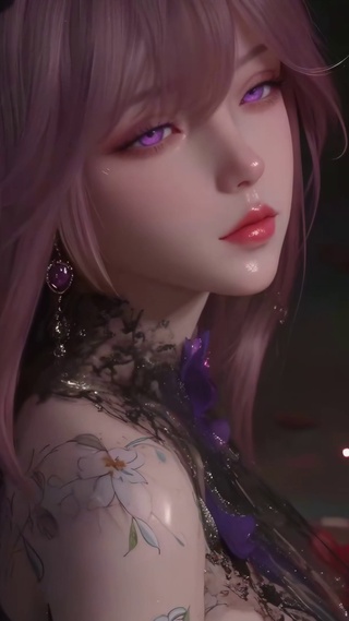 暗夜玫瑰粉发少女