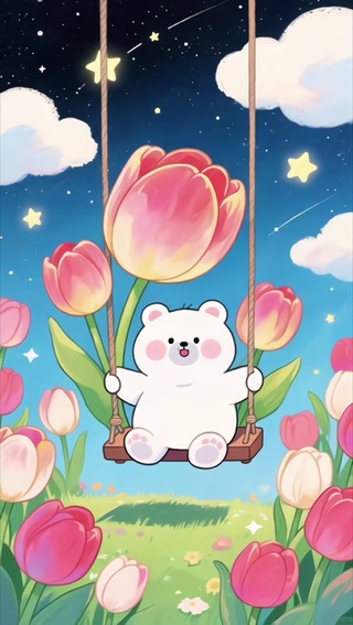 荡秋千的小熊