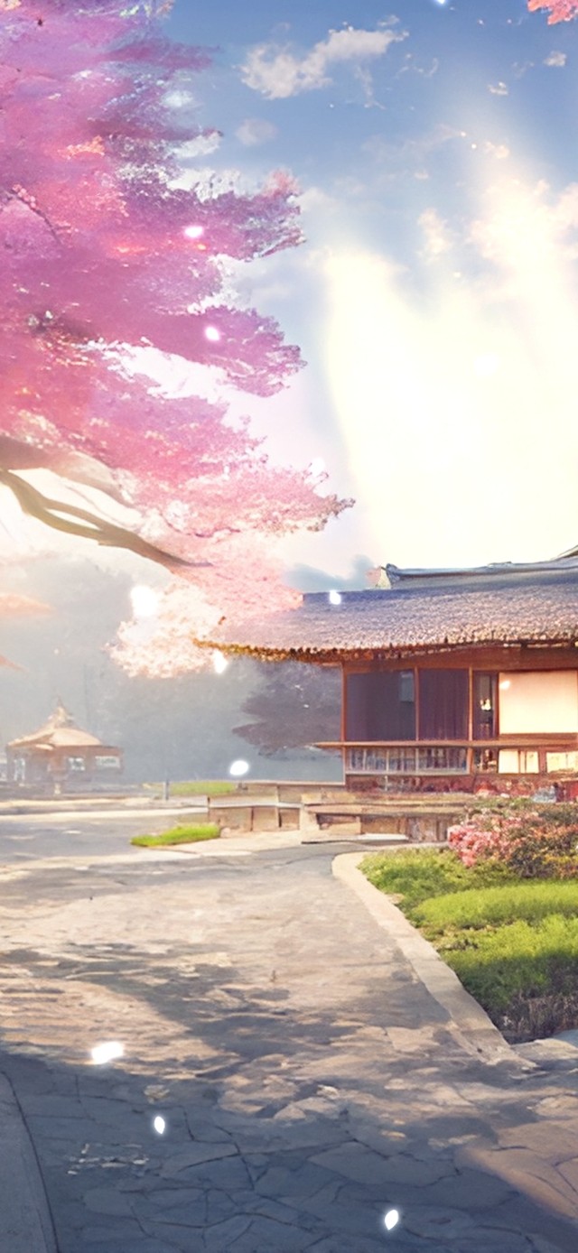 春天樱花飘落的街道