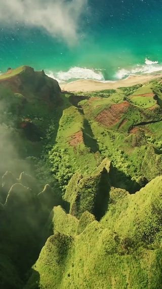 俯瞰山海绿色山川l