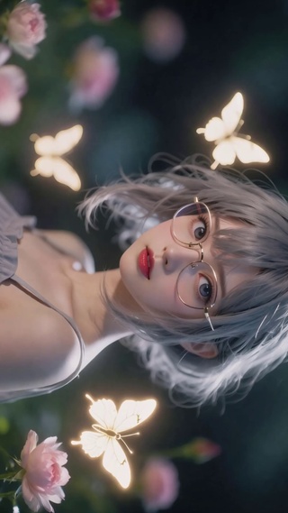 银发甜美女孩