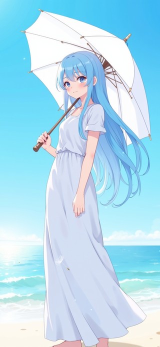唯美海景少女