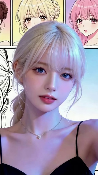 漫画背景金发清纯美女