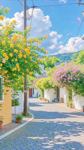 唯美村庄春日小巷