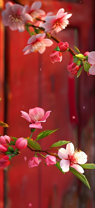 4K桃花红墙外