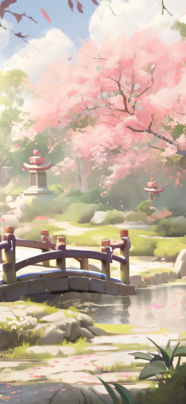 樱花小桥流水