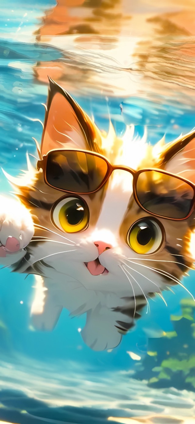 水中的猫咪