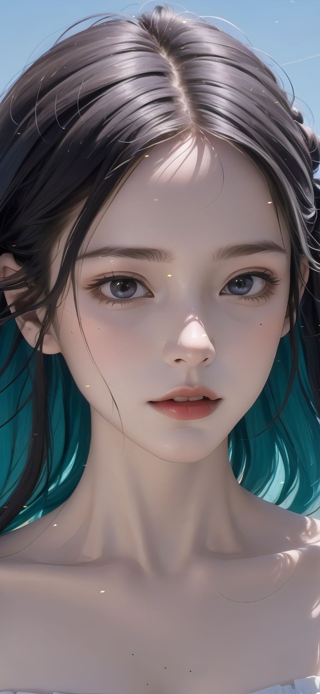 浪漫湖边清纯女孩