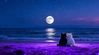 浪漫月下潮汐4K