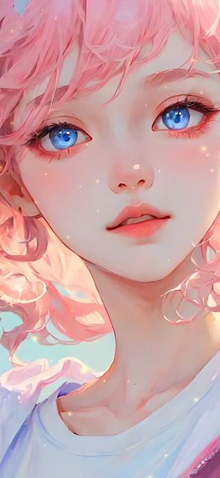 唯美粉发蓝眸少女