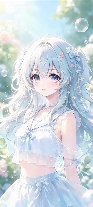 二次元青空花雾蝴蝶结少女
