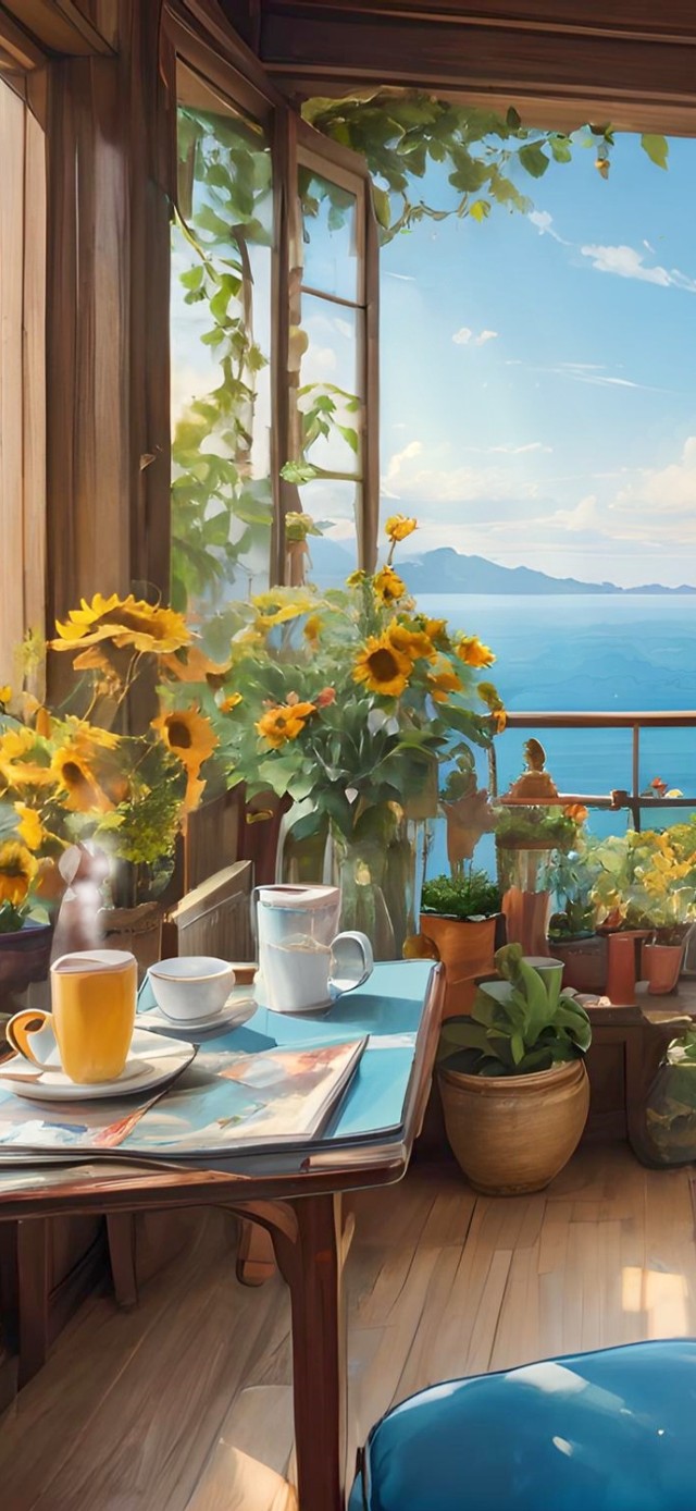 海边向日葵小屋