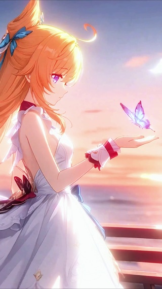 爱可菲丨蝶落晚风丨