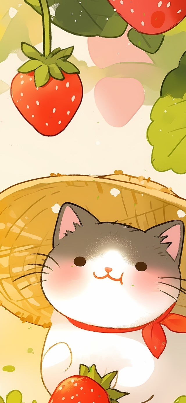可爱草莓猫咪
