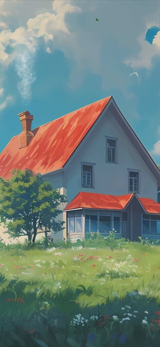 蓝天白云花草树木