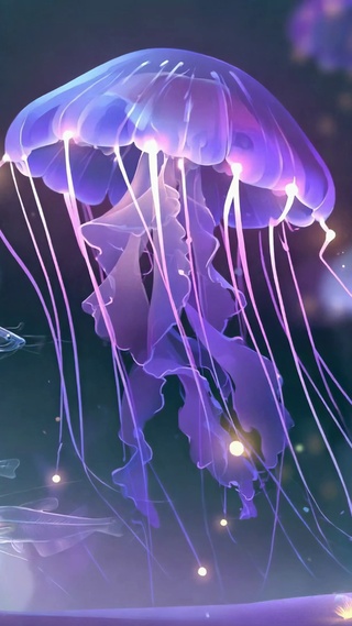 梦幻深海发光水母