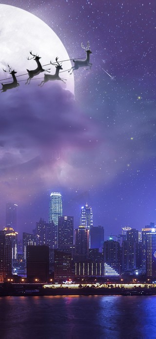 4k 城市上的星空