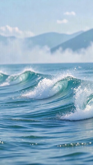 晴日湖畔清新水波风景
