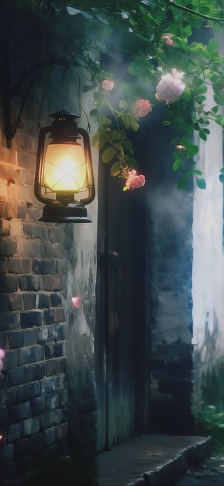 雨后小巷AI插画