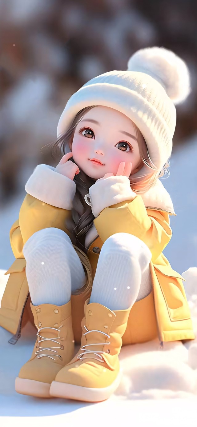 可爱雪中少女