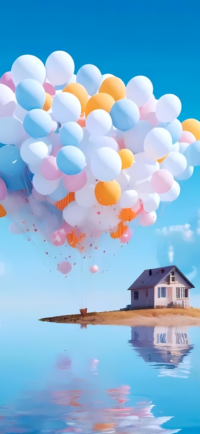 湖中小屋气球