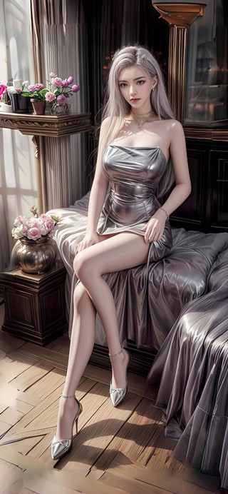 银灰色礼服也很美