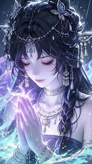 彼岸花河畔祈水少女