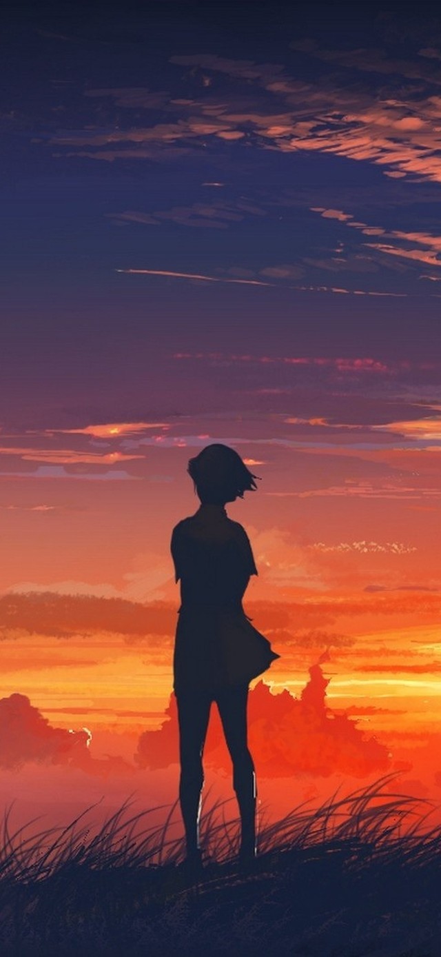 夕阳下的女孩