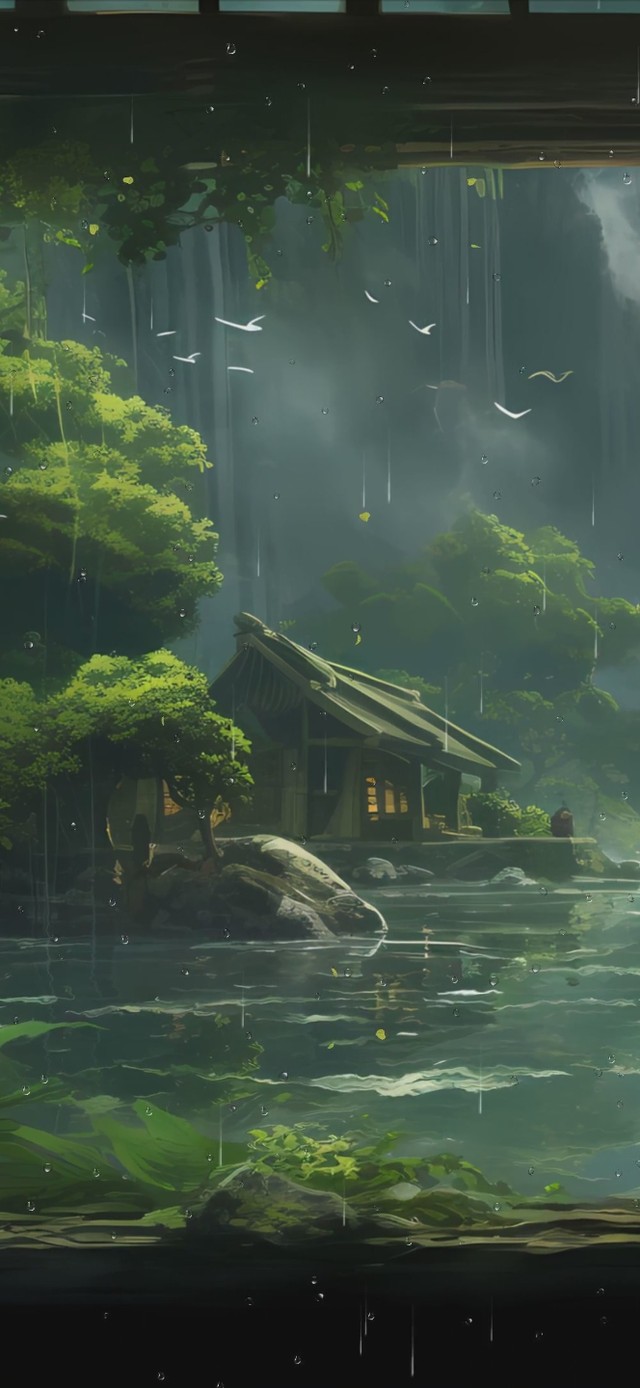 护眼雨天绿景