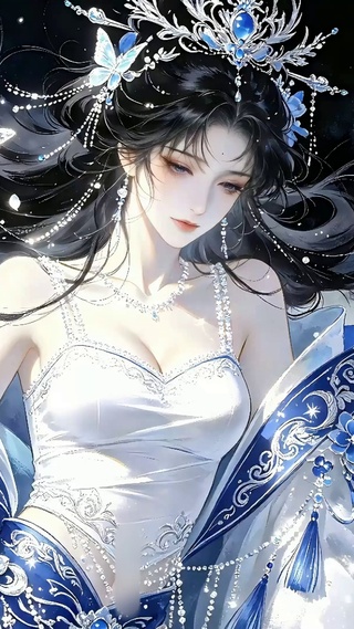 青花蝶舞少女