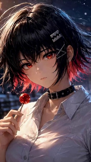 雪夜红瞳少女