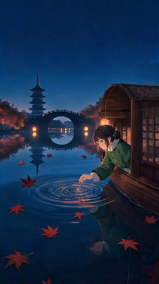 秋夜游湖