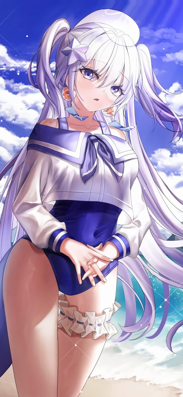 海边清纯白毛萝莉