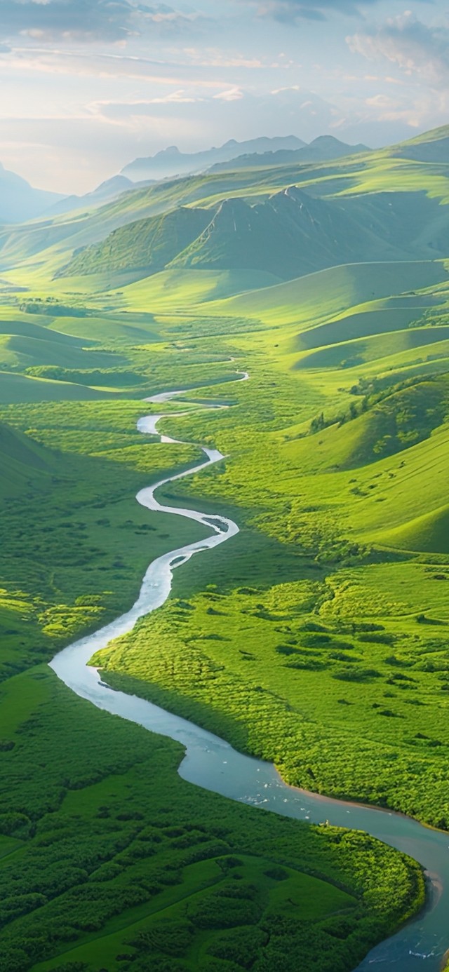绿色护眼山谷河流