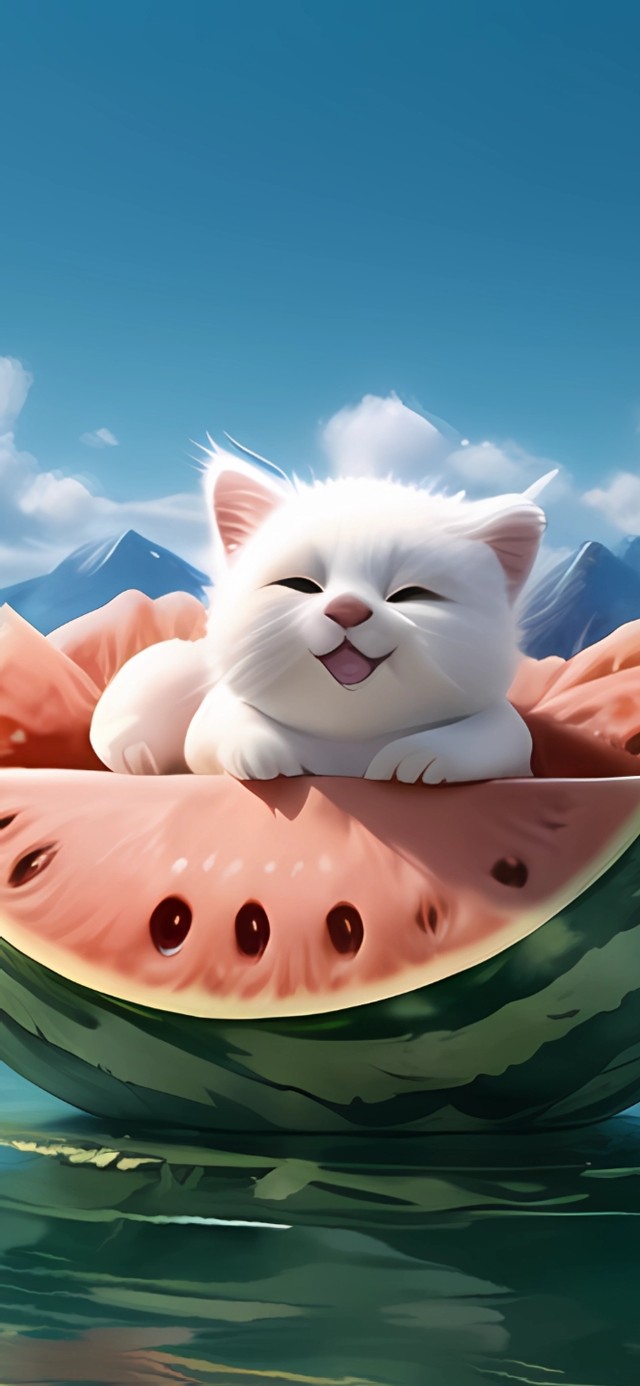 爱吃西瓜的猫咪