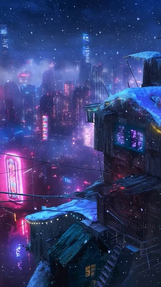 冬雪科幻未来之城 