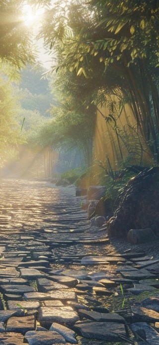 阳光竹林小路