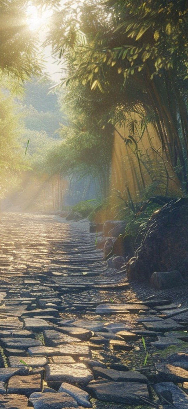 阳光竹林小路