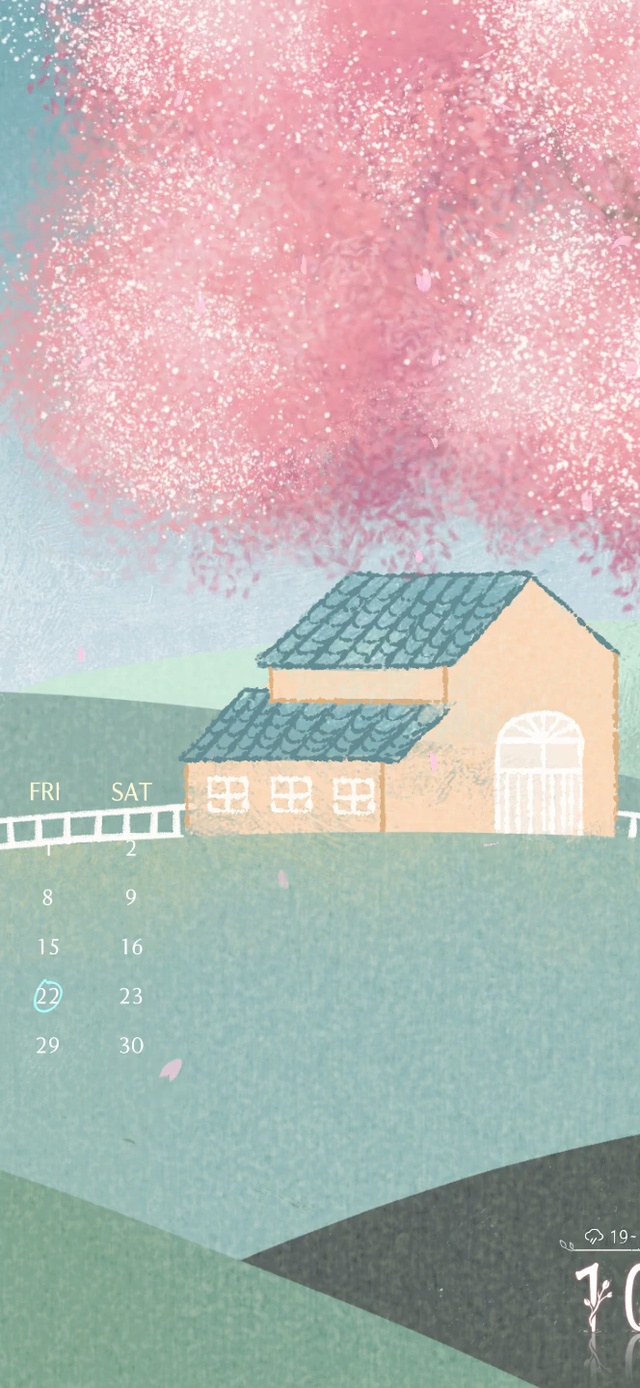 屋后的小樱花林（护眼日历时钟）