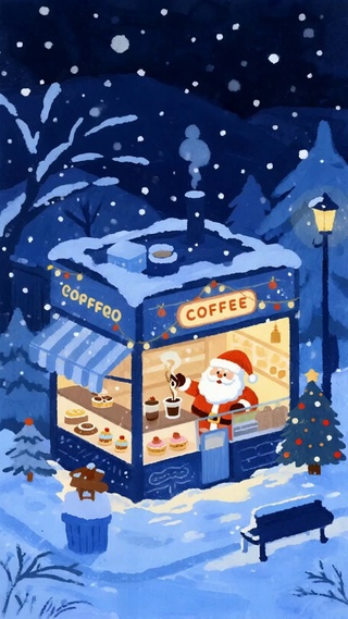 圣诞老人冬日拉花