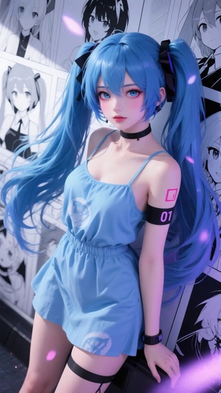 蓝发高清少女