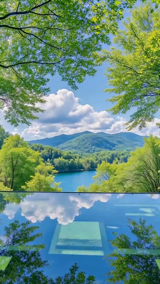 林间森湖治愈自然风景